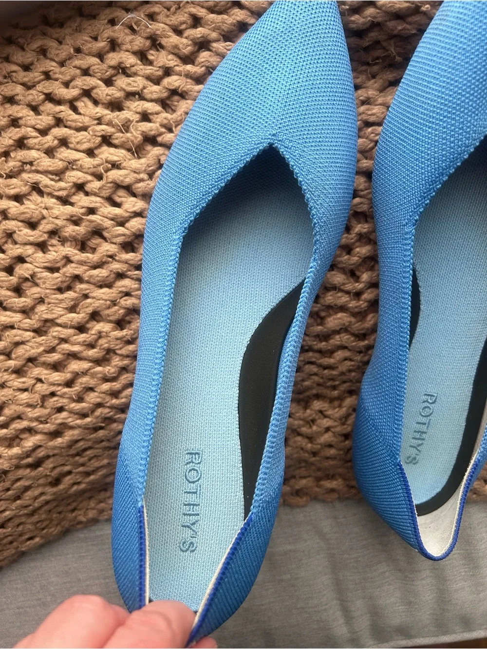Rothy's Bright Blue Pointed Knit Flats